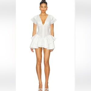 OW -Elegant White Ruffle Dress